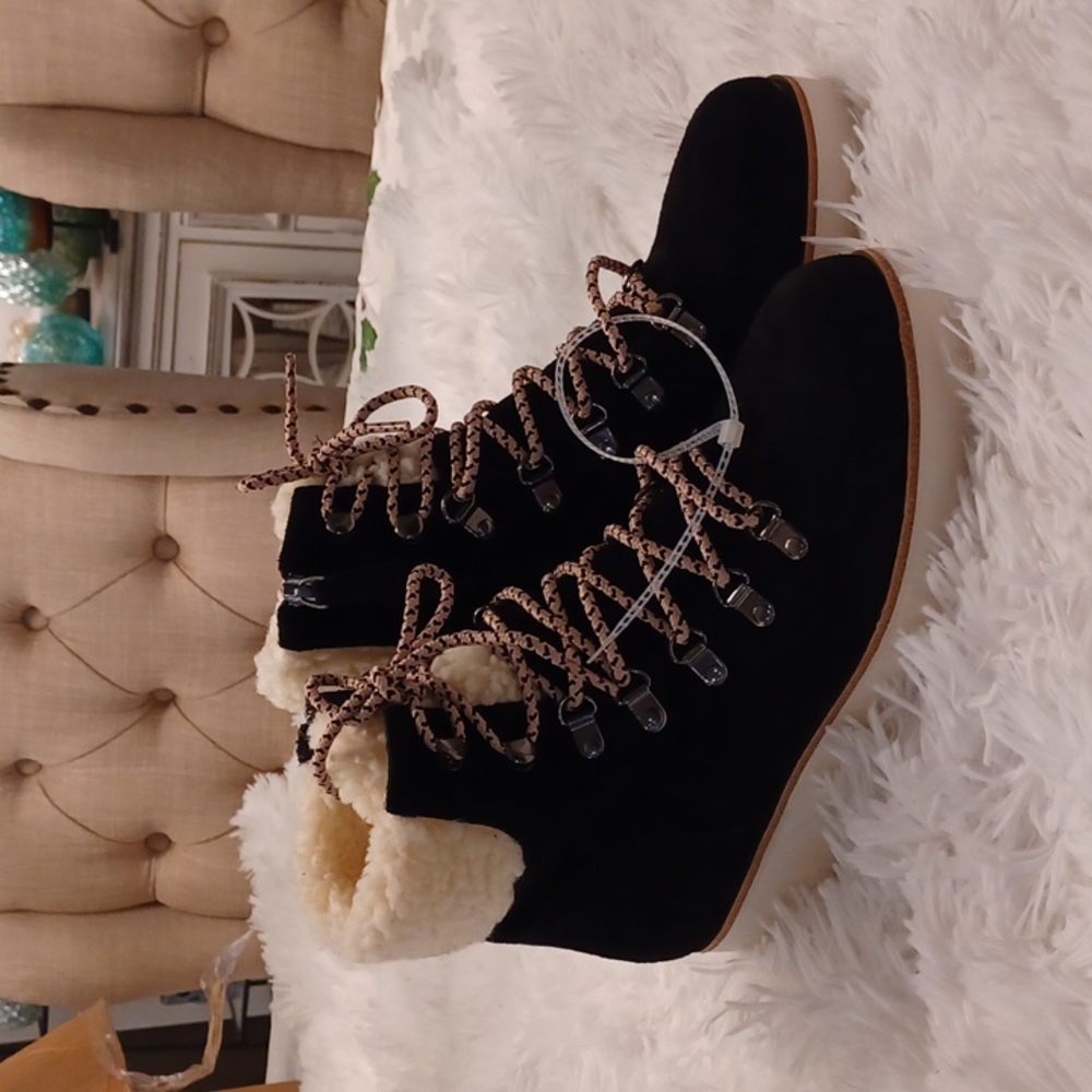 Sanctuary Womens Apres Black Faux Fur Suede Winter & Snow Boots Shoes